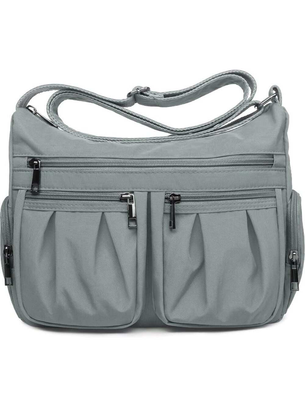 Women's Light Grey Nylon Crossbody Bag Water Resistant Anti Theft Travel Purse